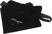 [GLSTOY] Classic Bow Tie Cufflink Set Handkerchief Included Men's Bow Tie Set for Wedding Groom Bachelor Party Accessory
