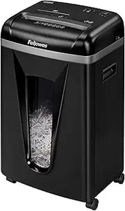 Fellowes Powershred 450M Paper Shredder, 9 Sheet Micro-Cut Shredder for The Small or Home Office with Silent Shred Technology, Black