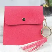 Snap Pouch Key Ring Tassel Hot Pink