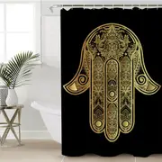 Gold Hamsa Hand Shower Curtain
