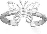 [JewelryWeb] 925 Sterling Silver Pretty Butterfly Angel Wings toe ring Polished Adjustable 11.9mm X 8.5mm-toe ring for Women