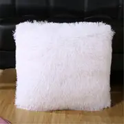 43*43cm Fluffy Decorative Throw Cushion Cover Pillow Cover Pillow Case for Sofa Couch Bed Chair Living Room Bedroom - White