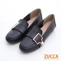 在飛比找Yahoo奇摩購物中心優惠-ZUCCA-珍珠金屬皮革平底鞋-黑-z6809bk