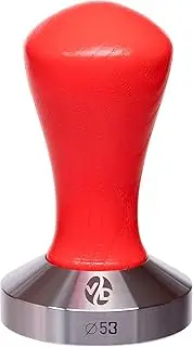 Tamper - Espresso Tamper - 53mm Tamper - Coffee Tamper Classic Series - Coffee Press Tool - Tamper Espresso - Stainless Steel Espresso Tamper - Handle Solid Wood - Pressure Base Tampers (red, 53mm)