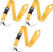 uxcell 3-Pack Breakaway Lanyard for Keys, Yellow 1" Wide Keychain Long ID Badges Neck Lanyard Strap with Quick Release Buckle for Man/Woman/Girls/Teacher, ID Holder Folder