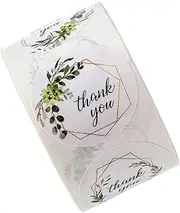 HYTROVE 1Roll Thank You Stickers Self Adhesive DIY Labels with Flower Pattern for Present Wrapping and Baking for Parties Home Decor and Crafts