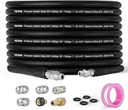 VEVOR Sewer Jetter Kit for Pressure Washer 100FT, 4200 PSI, 1/4" Kink Free Brass Thread Replacement for Most Brand, 3/4'' Bending Radius, Heavy Duty Power Washer Extension Rotating and Button Hose