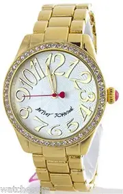 Betsey Johnson Women's Gold-Tone Silver Dial Crystals Accented Watch BJ00190-08