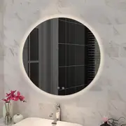 NAVONA LED Bathroom Mirror - Round Frameless - 3-Colour Dimmable - with Defogger Pad - Touch Sensor Switch - 750mm