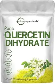 Micro Ingredients Pure Quercetin Dihydrate Powder 100 Gram Powerful Antioxidant Supports Energy Immune System No GMOs, Unflavored, 3.5274 Ounce