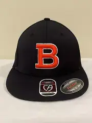 CapAmerica B Embroidered Black Hat Cap The B is Red FlexFit New With Tags S/M