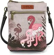[CHALA] Double Pocket Crossbody Cell Phone Purse-Women Canvas Multicolor Handbag with Adjustable Strap