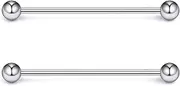 [Gnznzko] 14G 16G Astm F136 Titanium Nipple Tongue Rings Straight Industrial Earring Barbell G23 Implant Grade Solid Titanium Nipple Tongue Cartilage Bars Piercing Jewelry for Women Men 12mm - 40mm