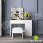 Dressing Table 10 LED Bulbs Mirror Stool Makeup Table Jewellery Cabinet White