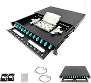 FYBOPTWU-12 Duplex 24 Port LC Multimode OM3 Rack Mount Enclosure Box with Pigtails & Couplers, 24 Core LGX Patch Panel Box (Drawer Type Design) fits for 19" Racks Cabinet