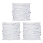 3pcs 1mm Dia 328ft Latex Elastic String for Bracelet Stretchy Cord, White