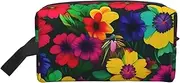 [FSCEV] Rainbow Flowers Pattern Storage Bag Toiletry Bag Travel Bag Cute Cosmetic Bag Makeup Accessories, White, One Size