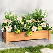Green Fingers Garden Bed 65x33x16cm Wooden Planter Box Raised Container Growing