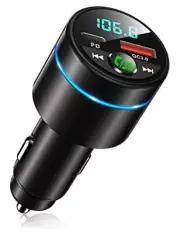 FM Transmitter for Car Bluetooth 5.3, [All-Metal] PD 30W & QC3.0 18W Fast Black