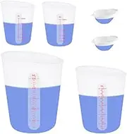 6 pcs Silicone Cup Set, 500ml, 250ml and 125ml for Epoxy Silicone Measuring Cups, Non-Stick Mixing Cups, Casting Molds, Jewelry Making, Silicone Measuring Cups with Marking Ounces/ml