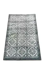 Nourison Diamon Damask 26" x 45" Washable Accent Rug Light Gray