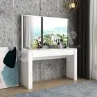 Dressing Table Vanity Makeup Bedroom with Big Mirror Dresser Modern Wooden White