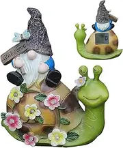 Rissunkv Snail Garden Figurines,Garden Decor Gnome Statue - Collectible Figurines Lawn Statues, Snail Gnome Resin Solar Statue, Outdoor Statues, Garden Art Lawn Ornaments