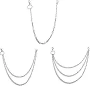 [Generic] 3 PCS Jeans Chain, Pocket Wallet Belt Chain Silver Pants Hip Hop Keyring for Men Women Punk Rock
