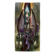 Scary Gothic Art Dragon Girl and Vampire Dragonling Microfiber Beach Towel