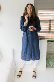 Flower Field Cotton Tunic Duster--BOHO-982