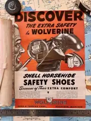 VTG Wolverine Boots Shoes Poster Ad Promo Advertise Horsehide Steel Toe Workwear
