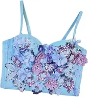 [Oshhni] Sequined Bra Top Party Clubwear Sequin Bra Crop Top for Themed Party Dress up