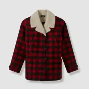$668 A.P.C. Women's Red/Black Federica Plaid Jacket Coat Size FR 38/US 6