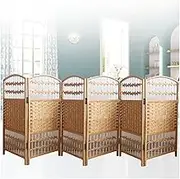 4/5/6 Panel Short Room Divider,Freestanding Weave Privacy Screen,Temporary Wall,Dorm Kindergarten Separation Office(80x40cm-6panel)