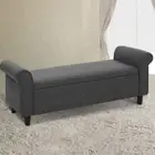 Long Fabric Storage Ottoman Large Footstool Couch Blanket Box Bench Gray 126cm