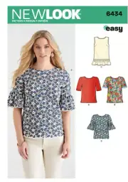 New Look Sewing Pattern 6434 Uncut Easy Tops Shirt Womens 10-22