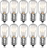 Bonlux 10-Pack Salt Lamp Bulbs E14 15W Fridge Bulb High Temp 300° Oven Light Bulbs Dimmable E14 SES Small Edison Screw Pygmy Lamp Bulbs T22 Tubular Appliance Light Bulb