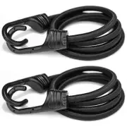 48 Inch Black Bungee Cords with Hooks Heavy Duty, 2 Pcs