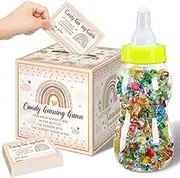 Glenmal 52 Pcs Baby Shower Games Gift Sets Large Baby Bottle for Shower Game Guess How Many Candies Decorations for Gender Reveal(Boho)