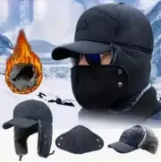 Navy Blue Winter Trapper Hat with Ear Flaps - Windproof, Warm Pilot Cap for Cycl