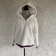 UGG Kailani Cream Off-White Sherpa Hoodie Pull-Over Sweater Women Size M Medium
