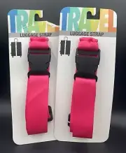 Lot of 2 Luggage Straps Adjustable Suitcase Baggage Travel Pink-New Old Stock