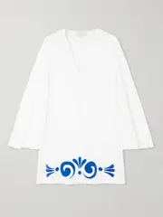 [Themis Z] Themis Z - Leucothea Flocked Cotton-jersey Mini Dress - White - FR 42 FR 42 White