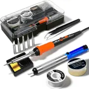 12Pcs Soldering Iron Premium Kit 60W Soldering Gun with Ceramic Heater Adjustable Temperature 200 to 450°C Includes Sold