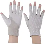 [MOBUTOFU] 1pair Uv Protection Half Finger Gloves for Women Lightweight Outdoor Sunblock Workout Mittens for Cycling Climbing and Driving Grey Non-Skid Design for Enhanced Grip and Comfort