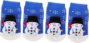 Beatifufu 2 Pairs Toddler Socks Baby Socks Combed Cotton Snowman Christmas Theme Indoor Floor Socks