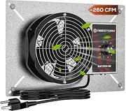 Abestorm 260CFM Crawlspace Ventilation Fans, IP-55 Rated Exhaust Fan with Humidistat Thermostat, 6.7 Inch Basement Vent Fan with Isolation Mesh for Crawl Space, Garage, Attic, Exhaust,Commercial