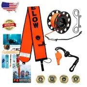 5ft Scuba Diving SMB with 98ft Finger Spool & Whistle - Safety Dive Kit