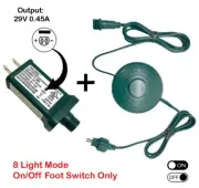 Set Adapter DC 29V 0.45A+ Power Cord Foot Switch 1/2in Plug 6Ft 8 LIGHT MODE