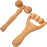 FOMIYES 2Pcs Wooden Massage Roller Handheld Foot Massager Face Roller Tool for Deep Tissue Relief Durable Material for Home Travel and Relaxation